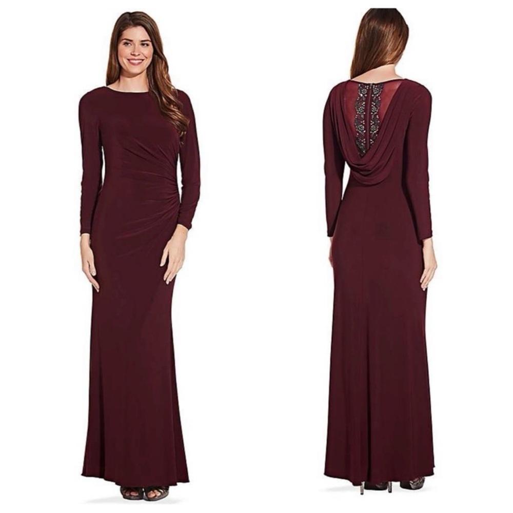 Adrianna Papell Gown Burgundy - Maternity Dress - Picture 2 of 6
